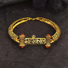 Gold Plated Brass Rudraksha Shiv Mahakal Damroo Om Kada Free Size for Mens & Boys