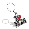 Mom Keychain - I Love Mom Key-Chain, Mom Key-Ring - Mom's Birthday, Silver, Black & Red Alloy, 3.5 x 0.1 x 1.6 Inches