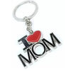 Mom Keychain - I Love Mom Key-Chain, Mom Key-Ring - Mom's Birthday, Silver, Black & Red Alloy, 3.5 x 0.1 x 1.6 Inches