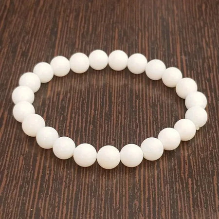Mother of Pearl Bracelet Natural Crystal Healing Bracelet Gemstone Jewellery Beaded Stone Bracelet for Men & Women, Bead Size 10 mm