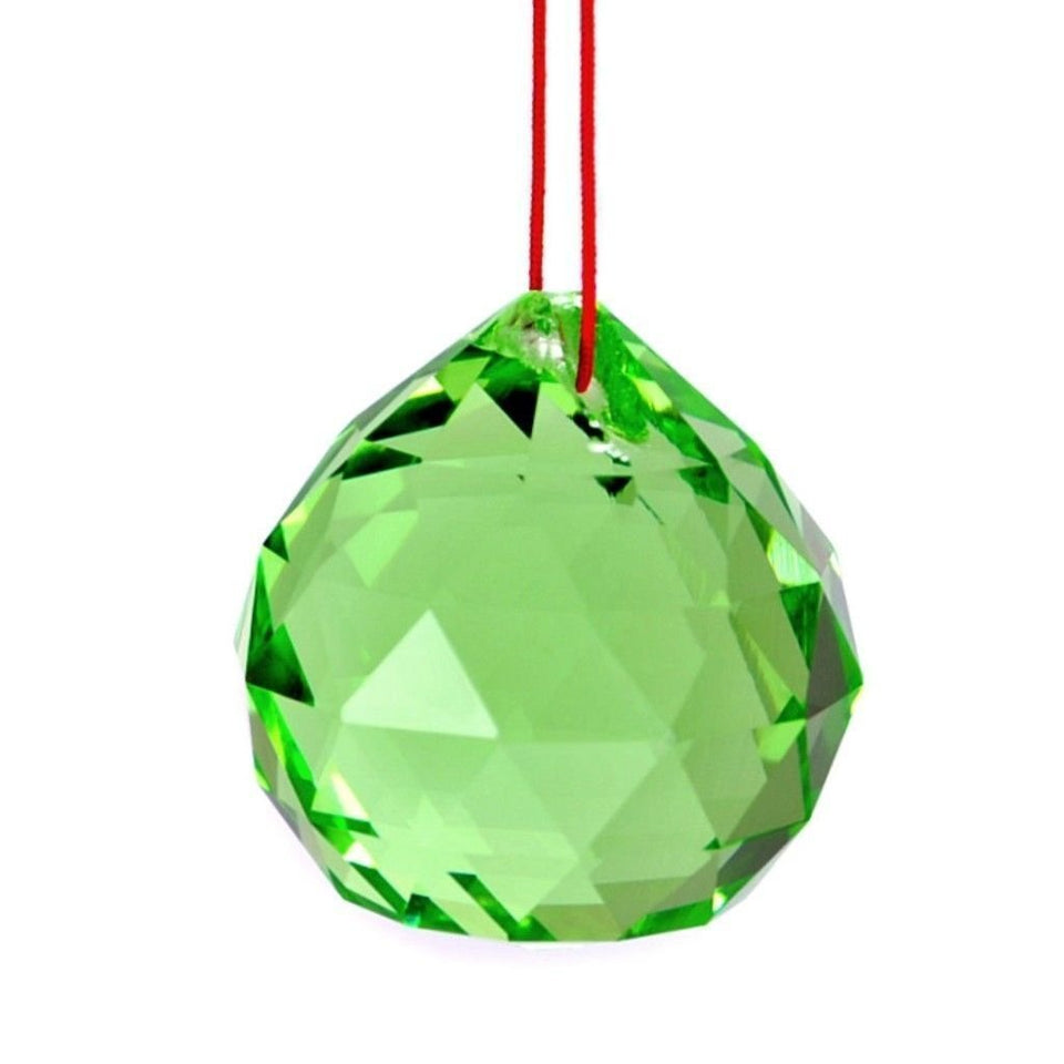 Fengshui Green Crystal Hanging Ball for Good Luck & Prosperity - 40 mm