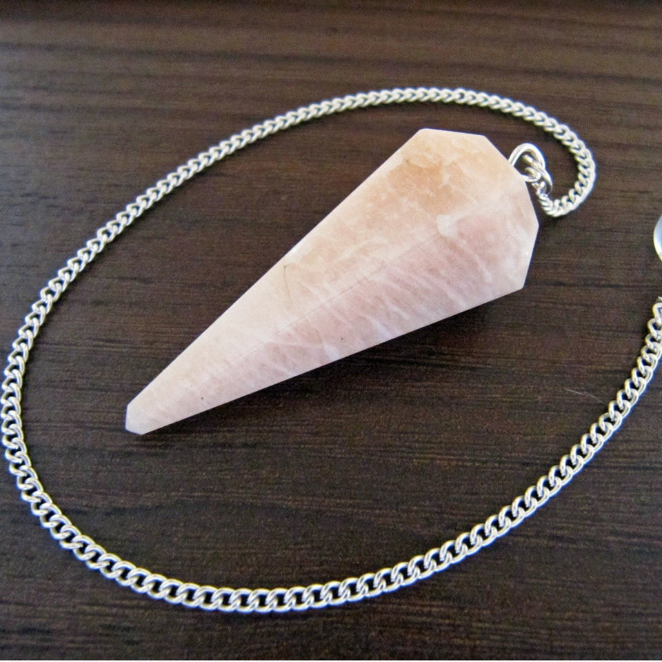 Natural Peach Moonstone Pendulum Faceted Point Gemstone Reiki Healing Pendulums for Dowsing Scrying Reiki Puja & Crystal Healing