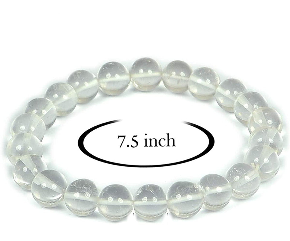 Natural Reiki Healing Spathic Clear Quartz Crystal Stone 6 mm Beads Charm Bracelet for Men and Women