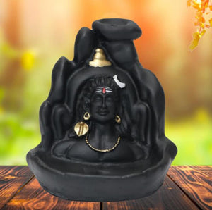 Adiyogi Smoke Fountain at Home Backflow Decorative Showpiece with 10 Cones Polyresin Incense Holder