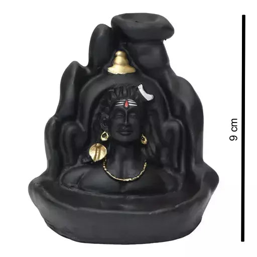 Adiyogi Smoke Fountain at Home Backflow Decorative Showpiece with 10 Cones Polyresin Incense Holder