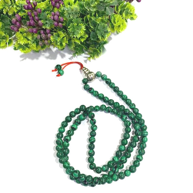 Malachite Jaap Mala Rosery for Pooja and Astrology (108+1 Beads; Bead Size : 6 mm)