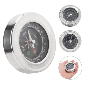 Portable Pocket Compass, Mini Orienteering Compass Magnetic Compass 60mm Camping Survival Compass for Camping Hiking for Outdoor (Silver White)