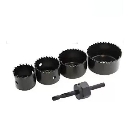 Powerful Drill Machine 10 mm + Carbon Steel Metal Alloys Wood Hole Saw Cutting Set - HT 64