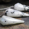 Natural Rainbow Moonstone Pendulum Faceted Point Gemstone Reiki Healing Pendulums for Dowsing Scrying Reiki Puja & Crystal Healing