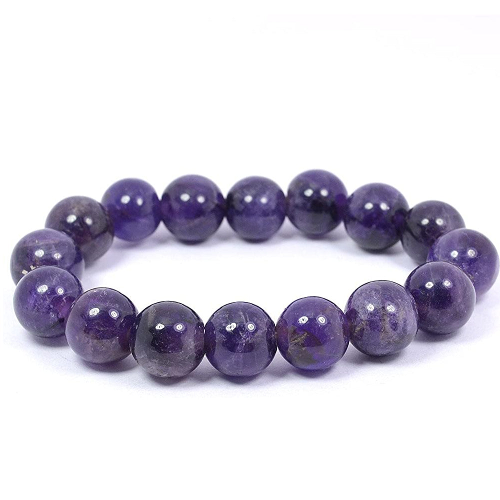 Amethyst 8 mm Crystal Stone Beads Natural Charm Bracelet Reiki Healing for Men and Women