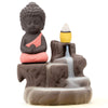 Meditating Monk Buddha Smoke Backflow Fountain Cone Incense Holder Decorative Showpiece with Free 10 Smoke Backflow Scented Cone Incense (Orange)