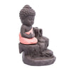 Meditating Monk Buddha Smoke Backflow Fountain Cone Incense Holder Decorative Showpiece with Free 10 Smoke Backflow Scented Cone Incense (Orange)