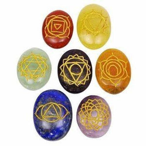 Reiki Chakra Palm Stones Seven Chakra Stones 7 Chakra Palm Stones Healing Chakra Crystals for Meditation & Healing, Set of 7 Palm Stones