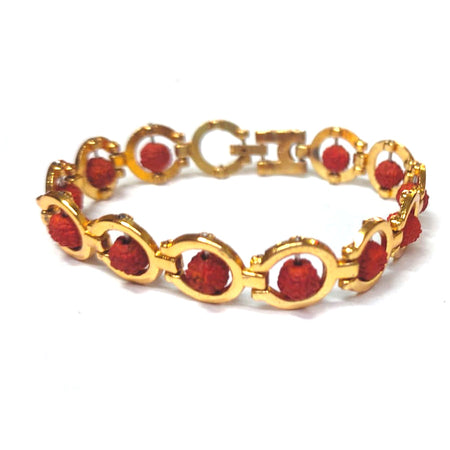 Gold Plated Alloy Metal Multi Original 5 faced Rudraksh Bracelet