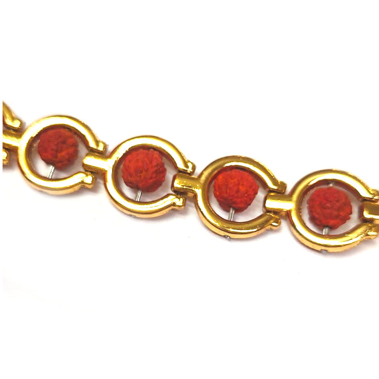 Gold Plated Alloy Metal Multi Original 5 faced Rudraksh Bracelet