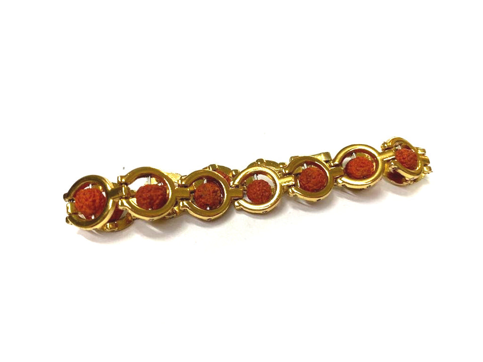 Gold Plated Alloy Metal Multi Original 5 faced Rudraksh Bracelet