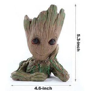 Handmade Resin Thinking Baby Groot Action Figure Pen Pencil Holder Small Flower Pot | Flower Pot | Home Office Desktop Decor