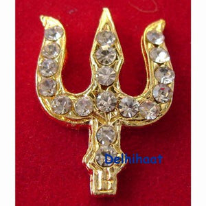 Trishul CZ Diamond American diamond Gold plated Pendent