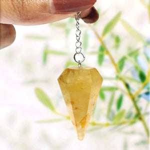 Natural Golden Quartz Dowser Pendulum 6 / Six Faceted Crystal Stone Dowser Pendulum Dowsing for Healing Gemstones