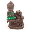 Meditating Monk Buddha Smoke Backflow Fountain Cone Incense Holder Decorative Showpiece with Free 10 Smoke Backflow Scented Cone Incense (Green)