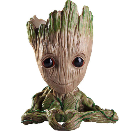 Handmade Resin Heart Groot Action Figure Planter Pen Pencil Holder Small Flower Pot for Home Office Desktop Decor