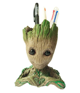 Handmade Resin Heart Groot Action Figure Planter Pen Pencil Holder Small Flower Pot for Home Office Desktop Decor