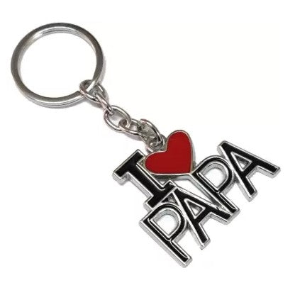 Metal I Love Papa Red Color Heart Zinc Alloy Metal Keyring Multicolor Keychain