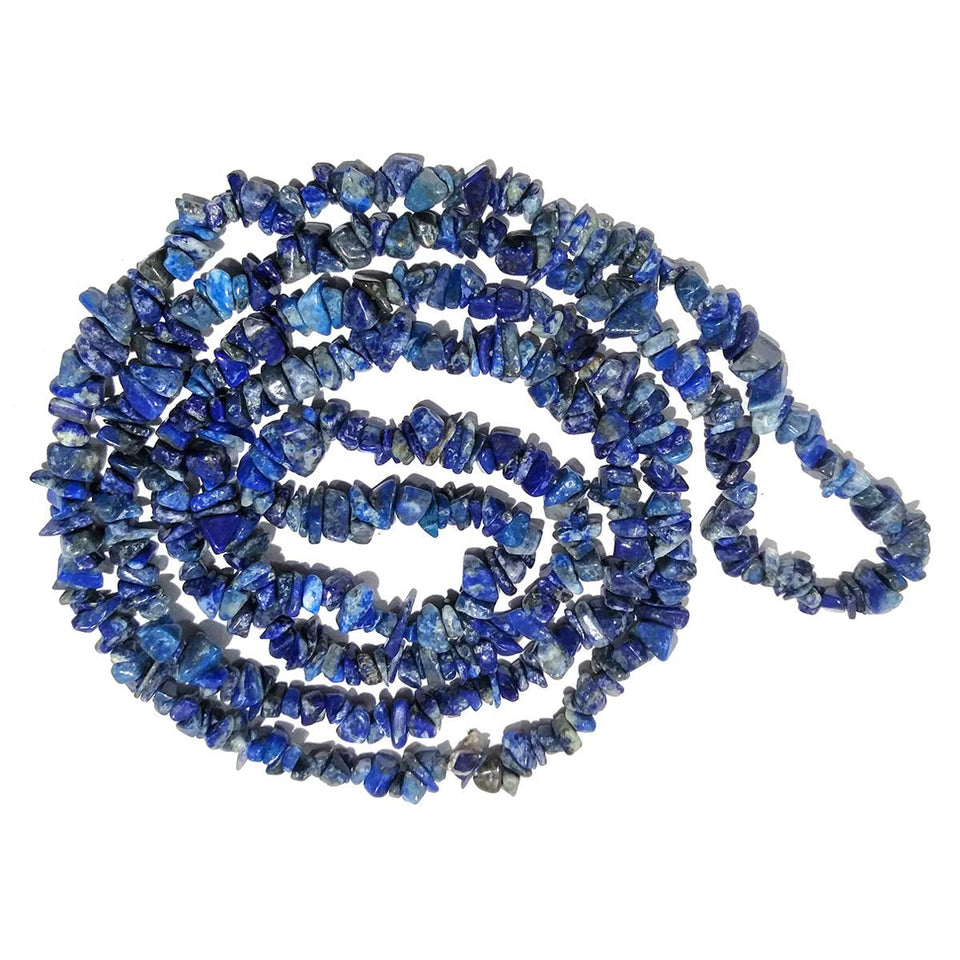 Lapis Lazuli Gemstone Mala Necklace Natural Crystal Stone Uncut Chip AAA Quality Beads Mala for Reiki Healing & Crystal Healing Stone for Unisex