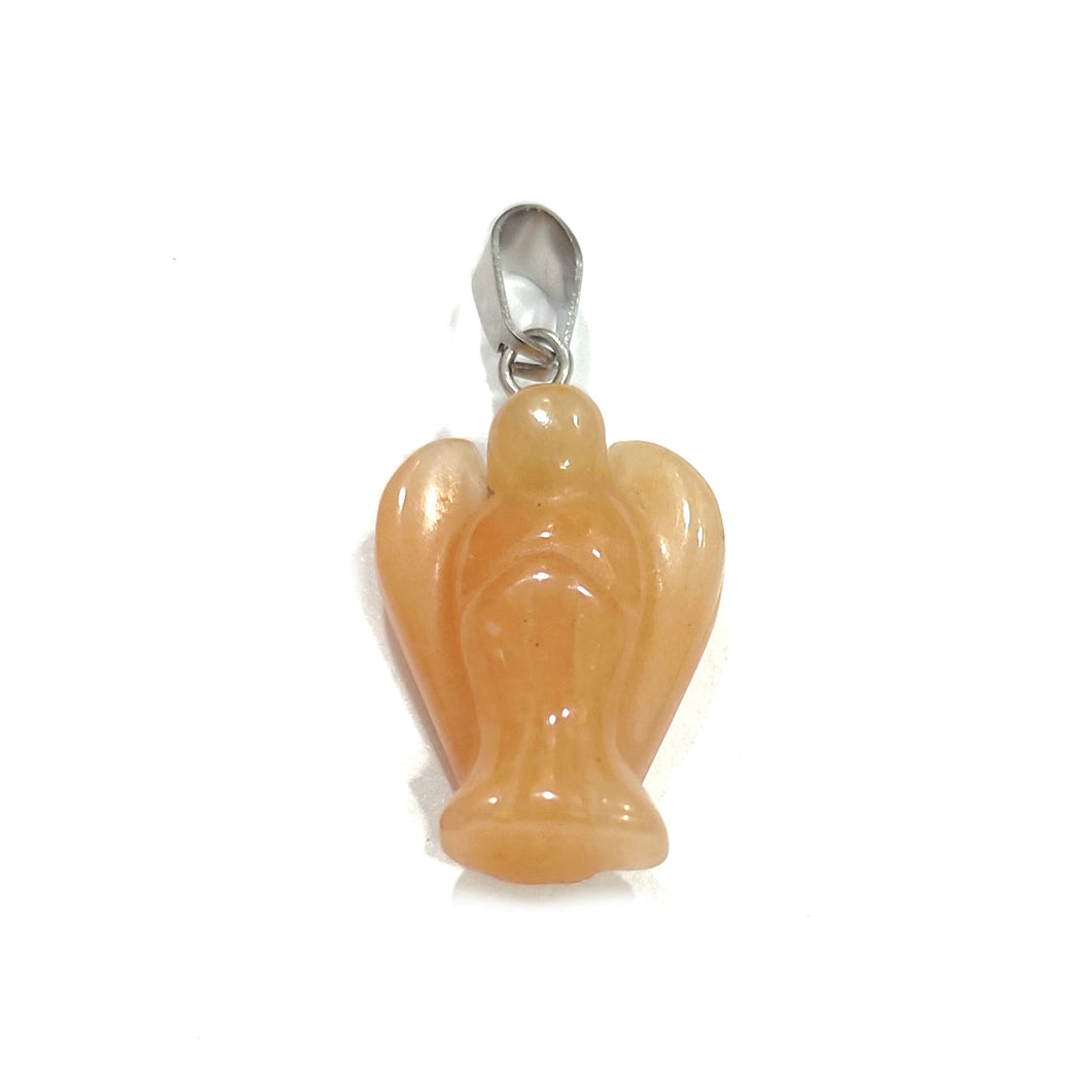 Peach Moonstone Angel Lucky Angel Pendant for Reiki Therapy Natural Crystal Stone Handcrafted Size 1 Inch approx.