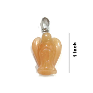 Peach Moonstone Angel Lucky Angel Pendant for Reiki Therapy Natural Crystal Stone Handcrafted Size 1 Inch approx.