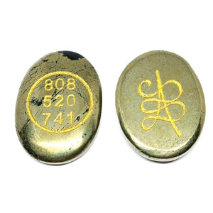 Pyrite Money Switch Peru Pyrite Money Switch Word and Zibu Symbol Coin Pyrite Stone Original Pyrite Oval Number Pocket Cabochon for Money