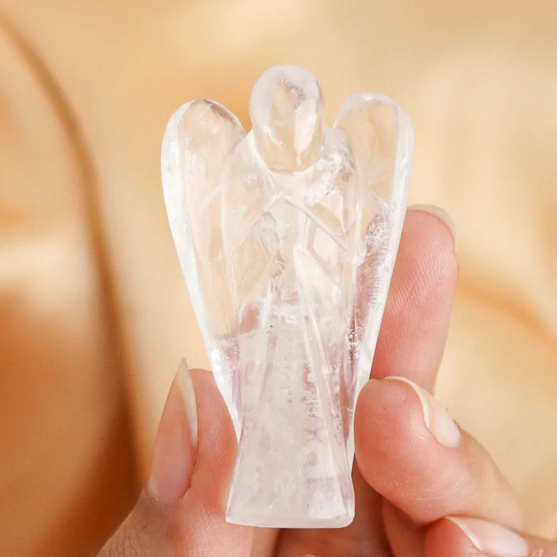 Quartz Crystal Lucky Angel for Reiki Crystal Stone Healing Therapy Natural Crystal Stone Angel Handcrafted Size 2 Inch approx.