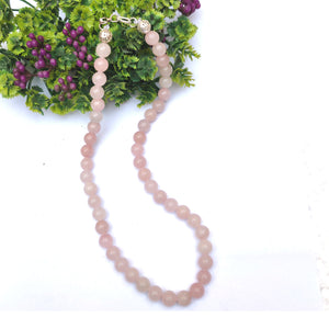 Rose Quartz Crystal Round Beads Necklace 15 Inches 6 mm Beads Semi precious Mala