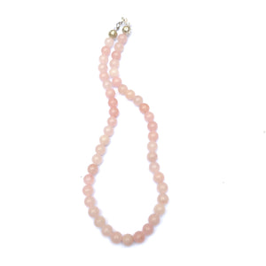 Rose Quartz Crystal Round Beads Necklace 15 Inches 8mm Beads Semi precious Mala