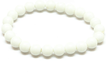 Natural White Agate Bracelet Crystal Stone Round Bead Bracelet for Reiki Healing and Crystal Healing Stones