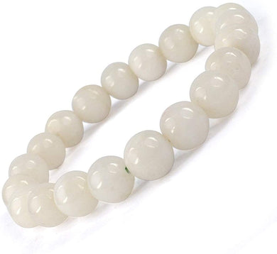 Natural White Agate Bracelet Crystal Stone Round Bead Bracelet for Reiki Healing and Crystal Healing Stones