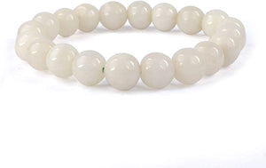 Natural White Agate Bracelet Crystal Stone Round Bead Bracelet for Reiki Healing and Crystal Healing Stones