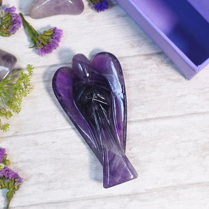 Amethyst Lucky Angel for Reiki Crystal Stone Healing Therapy Natural Crystal Stone Angel Handcrafted Size 2 Inch approx.