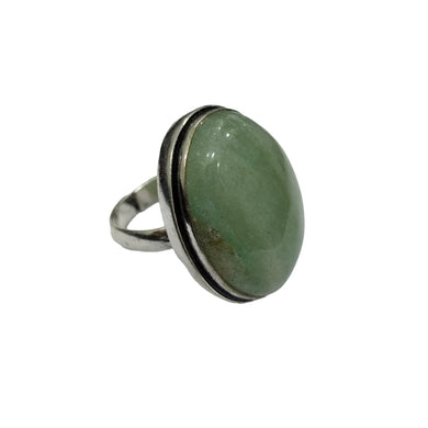 Green Jade Crystal Free Size Cabochon Cut Crystal Ring For Men And Women