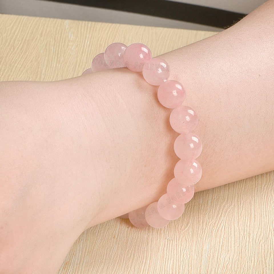 Natural Rose Quartz Round 6mm Bead Bracelet for Reiki Healing and Crystal Healing Stones