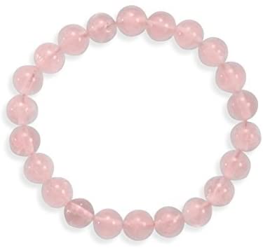 Natural Rose Quartz Round 8mm Bead Bracelet for Reiki Healing and Crystal Healing Stones