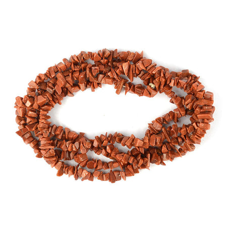 Goldstone / Sangsitara Mala Necklace Natural Crystal Stone Uncut Chip AAA Quality Beads Mala for Reiki Healing & Crystal Healing Stone for Unisex