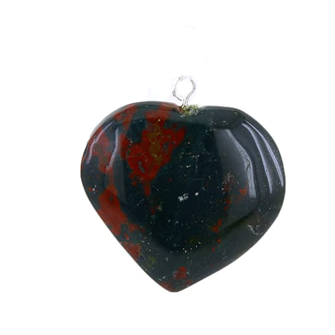 Bloodstone Heart Shape Pendant Reiki Healing and Crystal Healing Heart Shape Stone Pendant for Men & Women