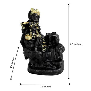 Krishna with Flute Smoke Backflow Fountain Cone Incense Holder Decorative Showpiece with Free 10 Smoke Backflow Scented Cone Incense