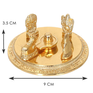 Gold Plated Shiv Parivar Idol with Shivling (Alloy), Shiv Pariwar Murti for Home Temple, Pooja Items for Gift, Shiv Family Statue with Nandi