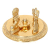 Gold Plated Shiv Parivar Idol with Shivling (Alloy), Shiv Pariwar Murti for Home Temple, Pooja Items for Gift, Shiv Family Statue with Nandi