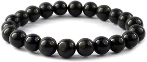 Natural Black Agate Bracelet 6 mm Crystal Stone Bracelet Round Shape for Reiki Healing and Crystal Healing Stones