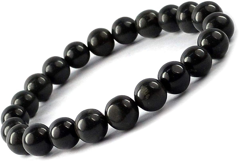 Natural Black Agate Bracelet 8 mm Crystal Stone Bracelet Round Shape for Reiki Healing and Crystal Healing Stones