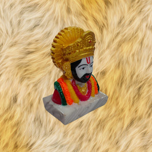 Shree Khatu Shyam ji Idol Handcrafted Handmade Marble Dust Polyresin for Home, Temple, Car Dashboard - 9cm