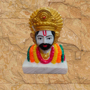 Shree Khatu Shyam ji Idol Handcrafted Handmade Marble Dust Polyresin for Home, Temple, Car Dashboard - 9cm